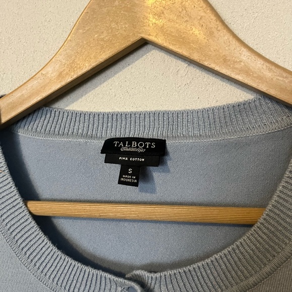 Talbots Pima Cotton Periwinkle/Sky Blue Cardigan - Size Small - Picture 4 of 5